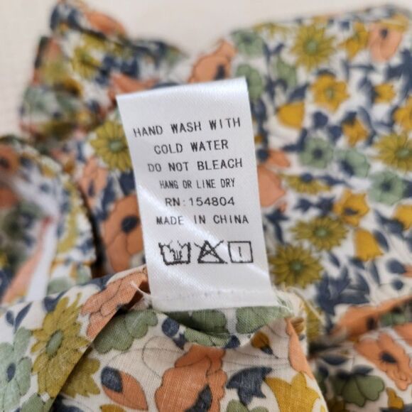 Blush J Floral Puffy Sleeve Top NWT 1/2 Sleeves Milkmaid Crop Blouse Cotton Med. - Picture 6 of 7